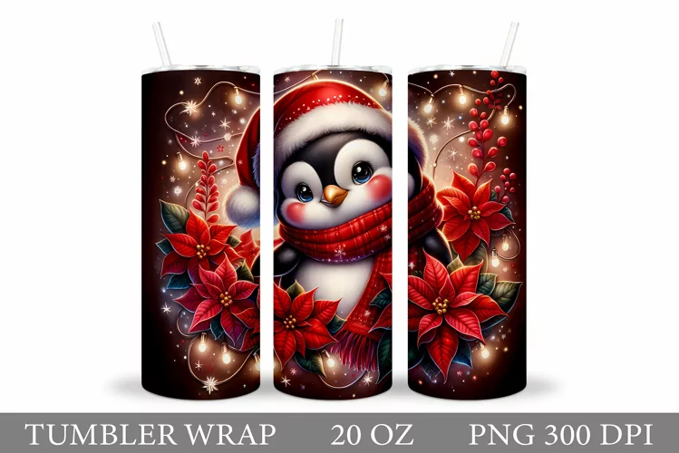 Christmas Penguin Tumbler. Christmas Tumbler Sublimation