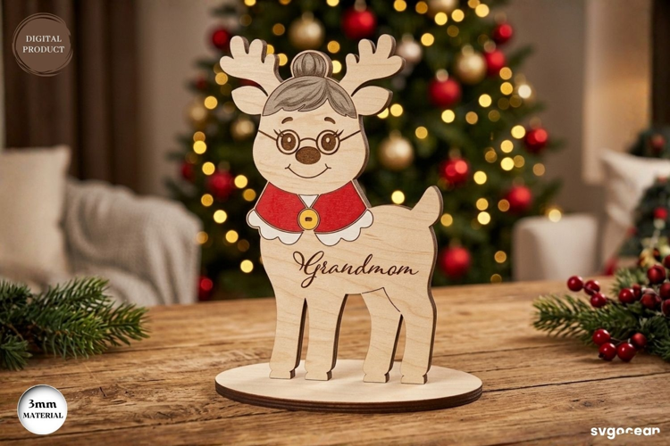 Christmas Reindeer Grandmom Stand laser Cut| Glowforge | SVG