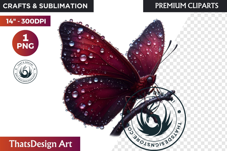 Autumn Butterfly and flower Clipart: Moody Floral PNG
