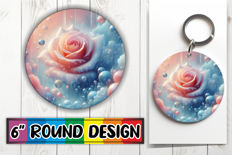 Cozy Circle Car Coaster Sublimation, 3D Flower