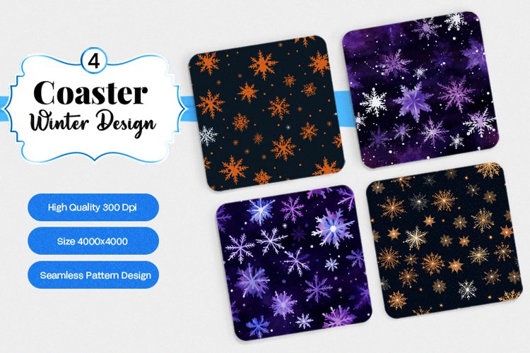Square Coaster winter snow Sublimation example image 1