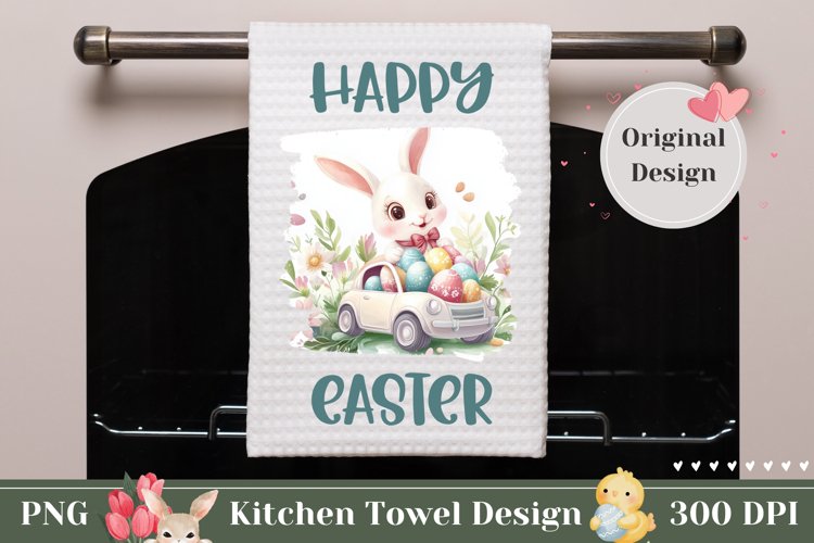Happy Easter Towel Template, Easter Car Sublimation Design