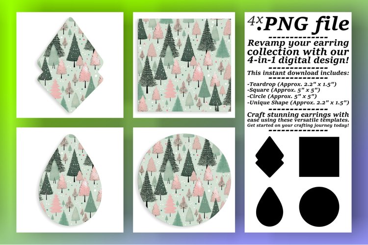 Festive Holiday Tree Keychain Sublimation Art example image 1