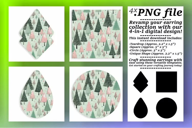 Festive Holiday Tree Keychain Sublimation Art