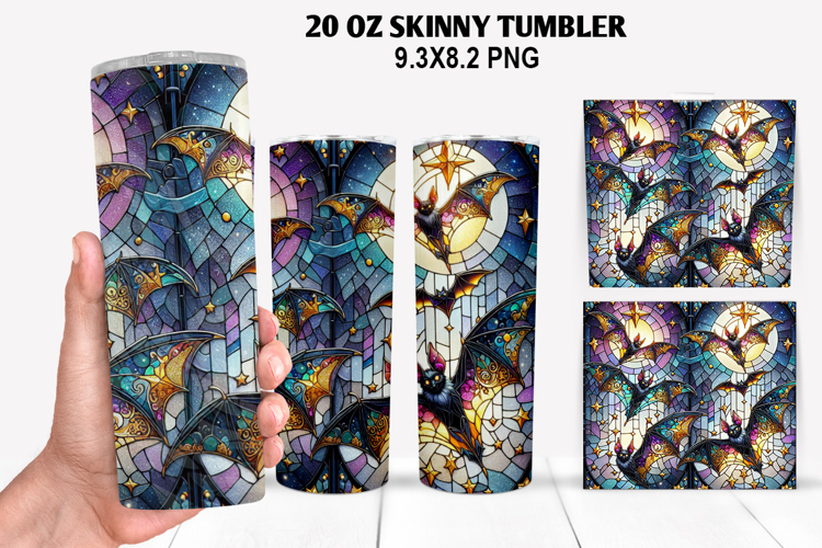 Bats Skinny Tumbler 20oz Wrap Design, Halloween Tumbler PNG