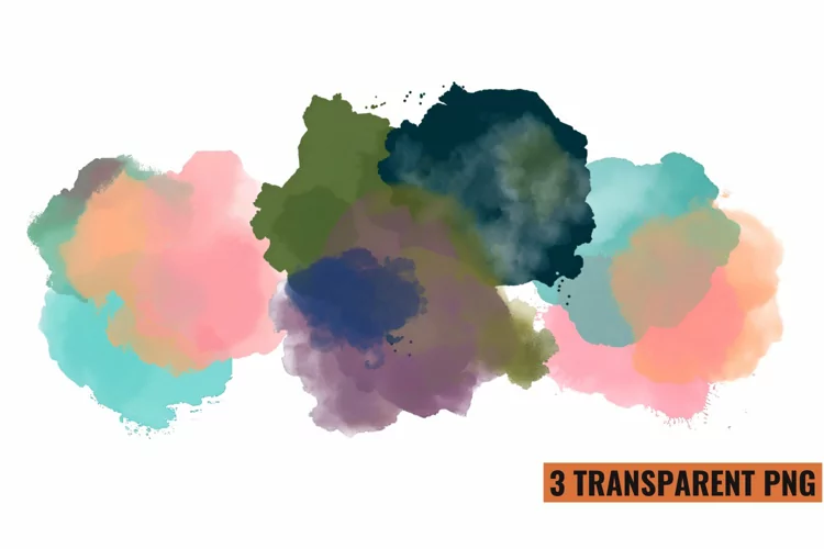 Watercolor Splashes Clipart Sublimation, PNG