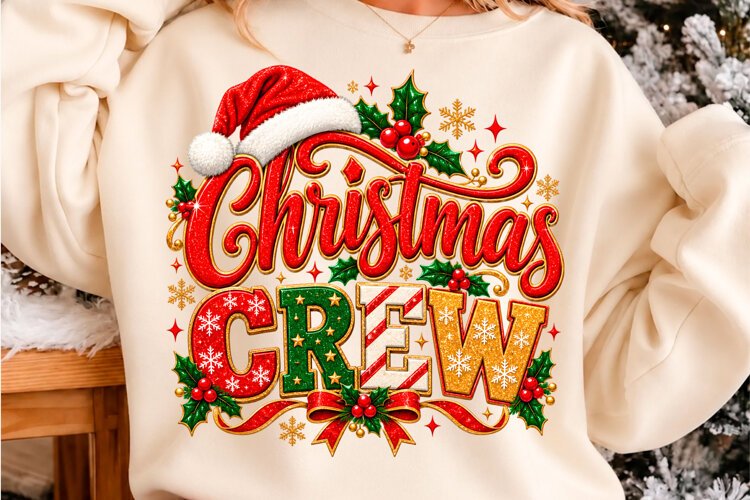 Christmas Crew Festive Holiday PNG Christmas T-shirt desig example image 1