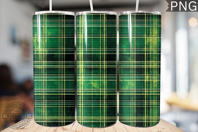 Green Christmas Plaid Tumbler Wrap -High Quality 300 Dpi