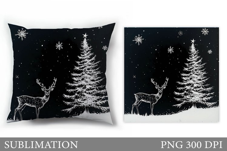 Christmas Deer Pillow Design. Christmas Pillow Sublimation example image 1
