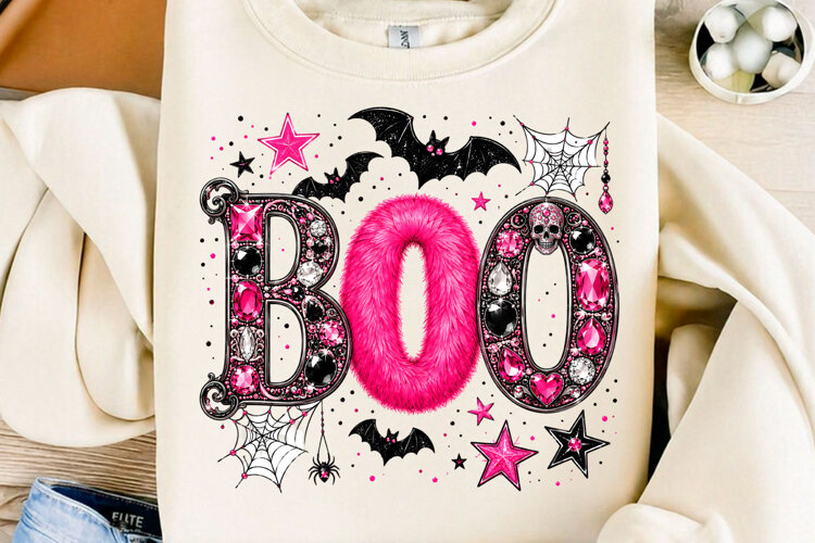 Pink Boo Halloween Glam Png example image 1