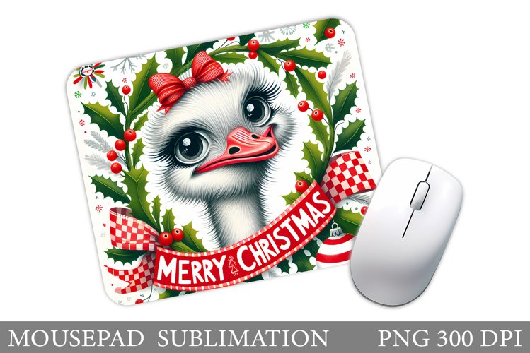 Ostrich Mouse Pad Sublimation. Christmas Mouse Pad Design example image 1