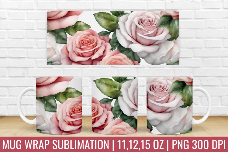 Flower Roses Mug Wrap | Mug Watercolor Design