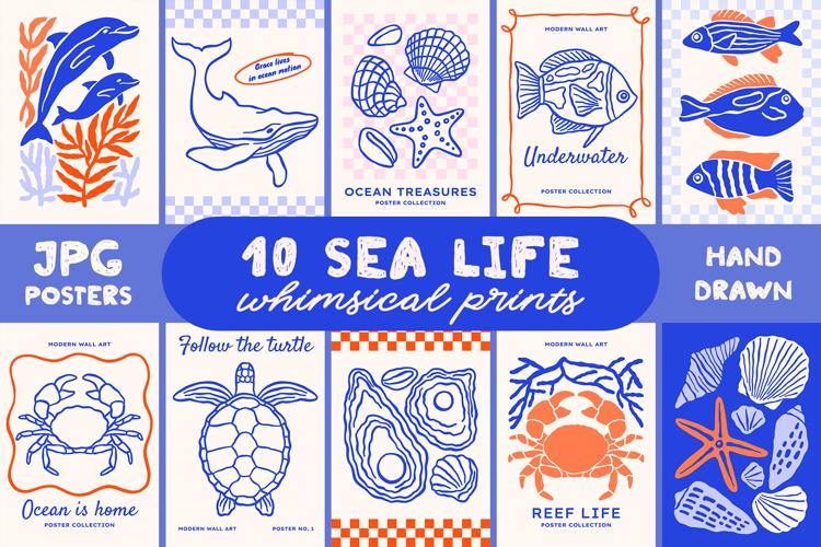 Coastal Wall Art, Sea Animal Posters