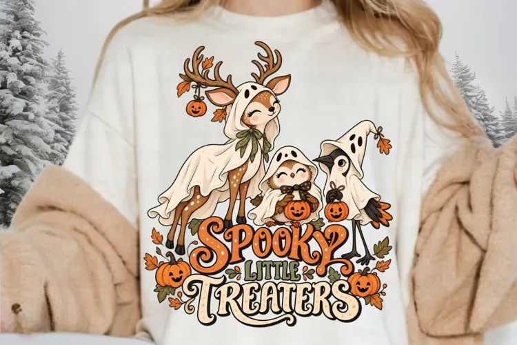 Spooky Little Tricksters PNG, Cute Halloween Deer Owl Crow