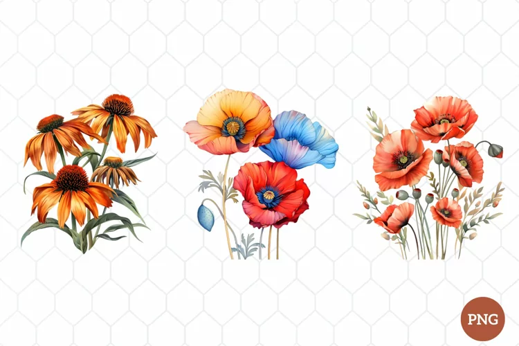 Watercolor Wildflowers Clipart