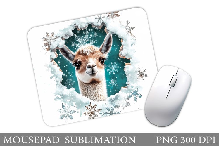 Christmas Lama Mouse Pad. Christmas Mouse Pad Sublimation example image 1