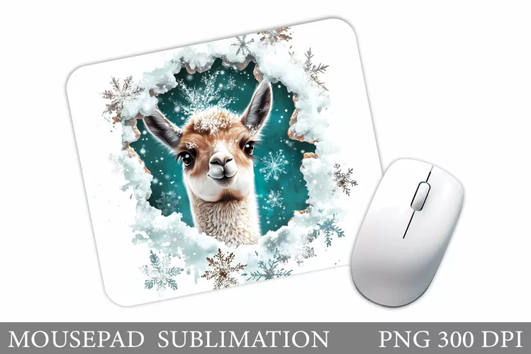 Christmas Lama Mouse Pad. Christmas Mouse Pad Sublimation