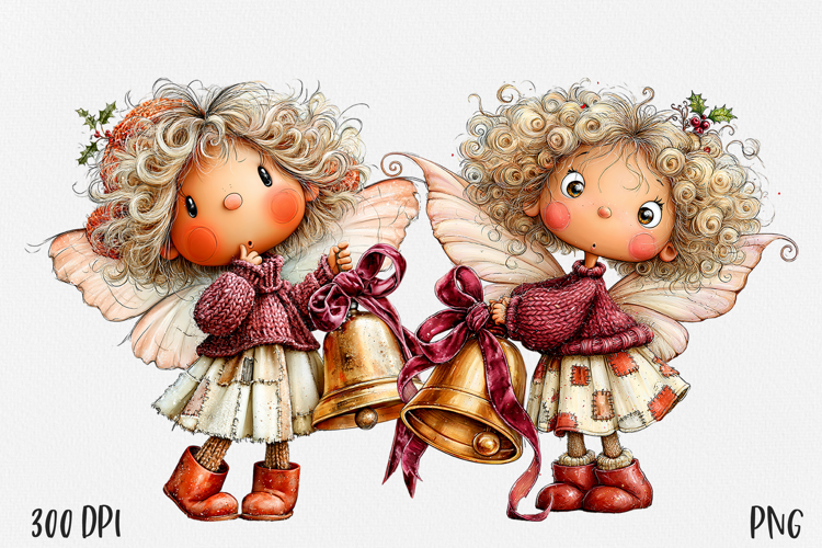Christmas Fairy PNG, Cute Winter Fairy Girl Clipart
