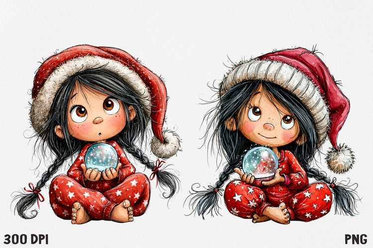 Cute Christmas Girl Clipart PNG, Funny Holiday Girl.