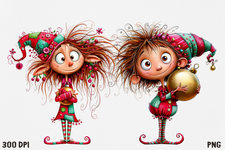 Whimsical Christmas Character Clipart PNG, Cute Holiday
