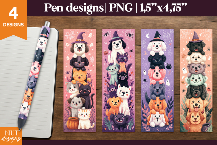 Funny Halloween dog pen designs. Waterslide pen wraps