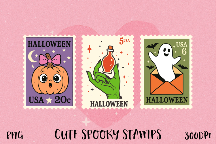 Cute Spooky Halloween Postage Stamp PNG | Sublimation