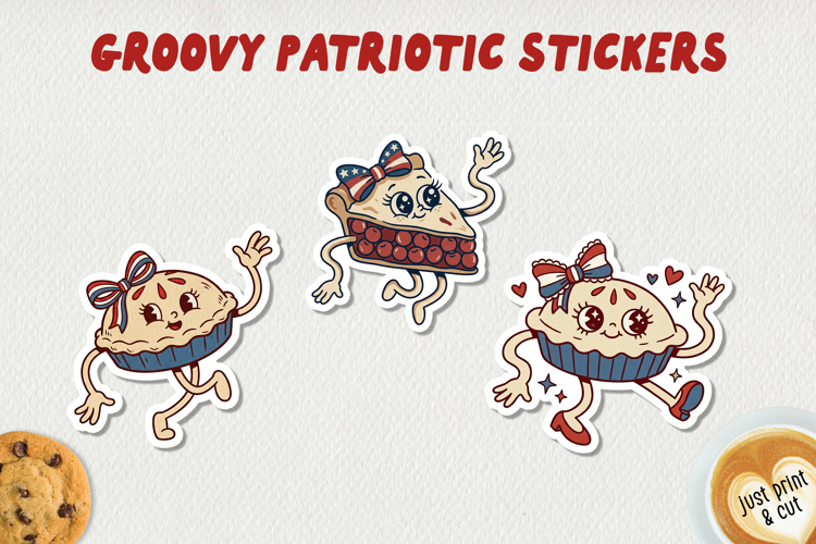 Groovy Patriotic Stickers PNG