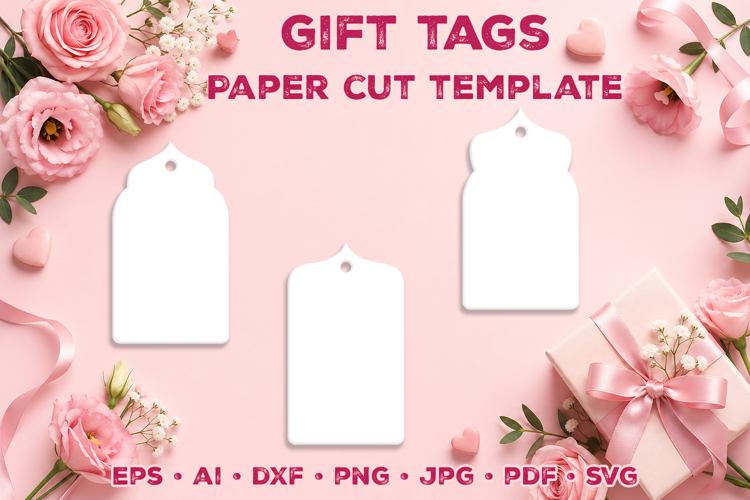 Paper Cut Tags Template. Gift Tags SIlhouette. Sale Tags SVG