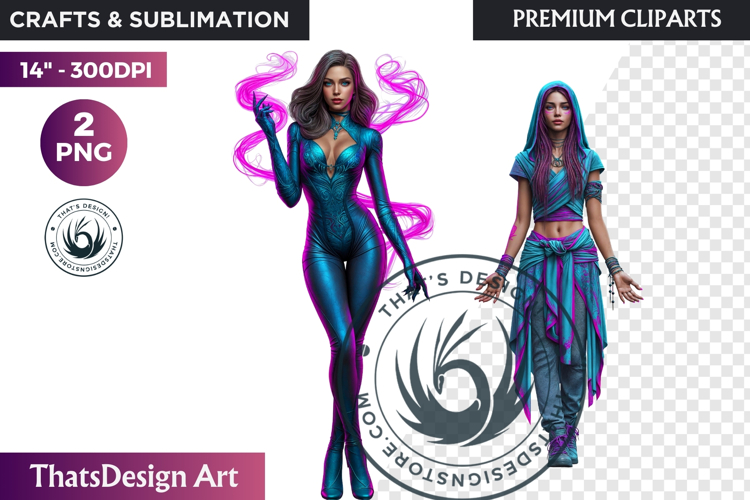 Urban Neon Witch Sublimation Graphics, Cyberpunk PNG