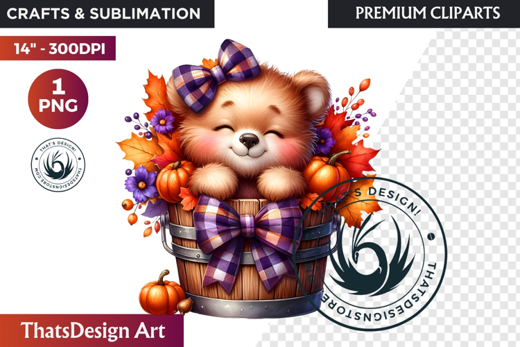 Cute Autumn thanksgiving Baby animal and Pumpkin PNG clipart