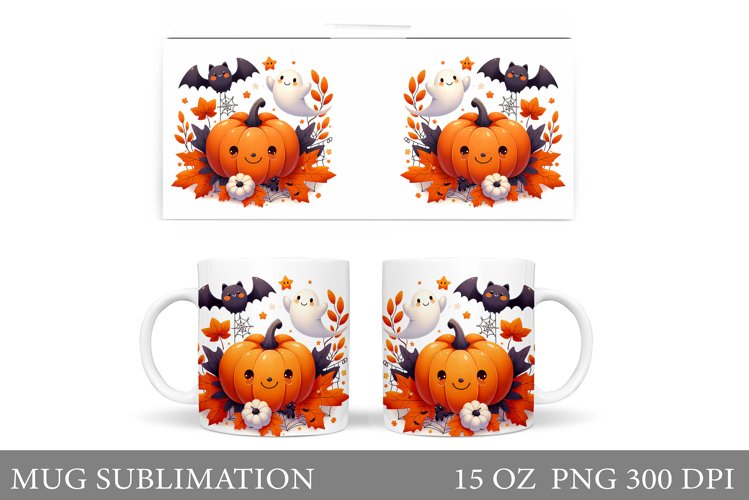 Cute Pumpkin Mug Design. Cute Halloween Mug Sublimation example image 1