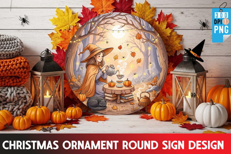 Halloween Ornaments Round Sign PNG, Halloween Round Sign PNG