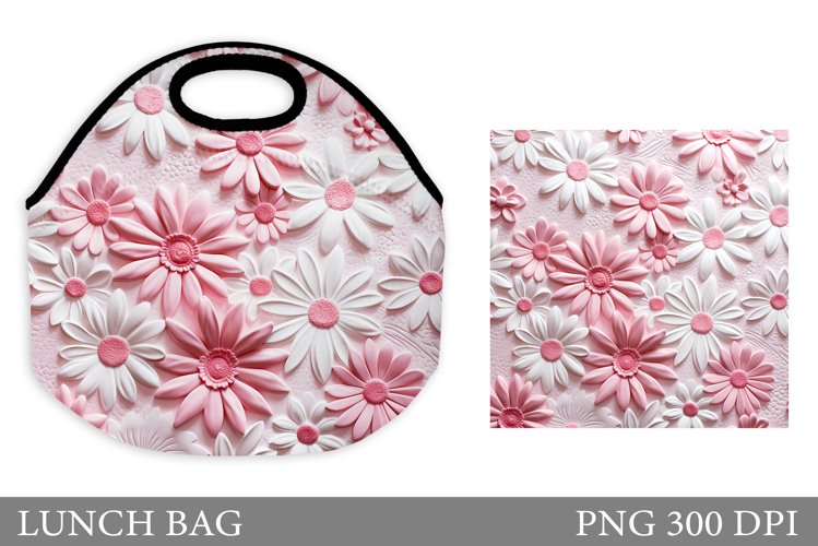 Flowers Leather Lunch Bag. Flowers Lunch Bag Sublimation example image 1