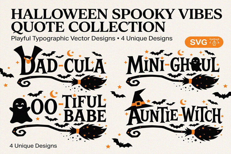 Halloween Spooky Vibes Quote SVG Collection example image 1