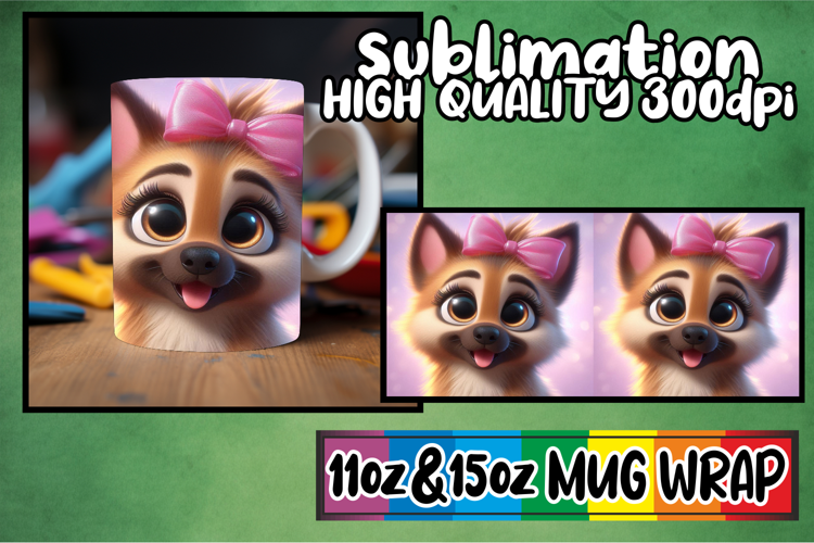 Bright spirits 11oz 15oz sublimation wrap, 3D Dog