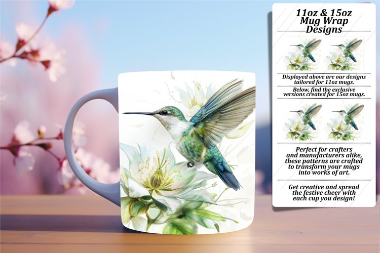 Spring Birds 11oz/15oz Mug Wrap Watercolor Sublimation example image 1