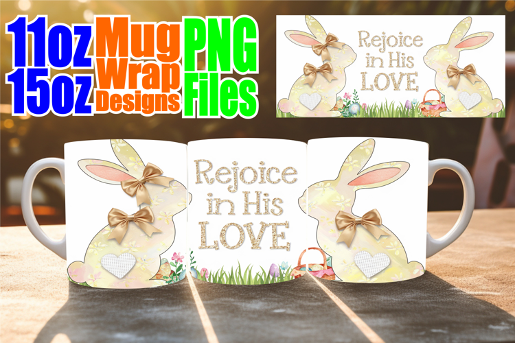Joyful evenings 11oz 15oz sublimation wrap, Easter Bunny