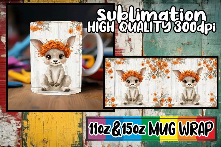 Watercolor Animal Mug Wrap | Spring Flowers 11oz 15oz