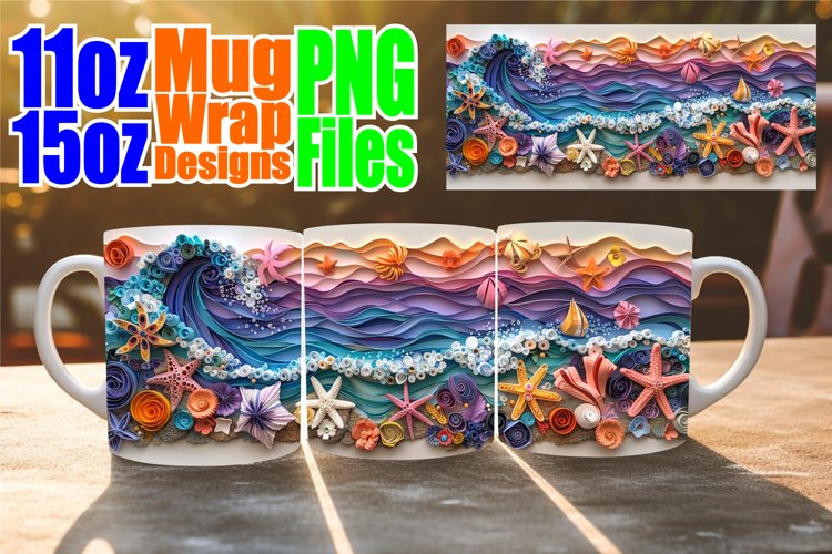 Tropical Waves 3D Mug Wrap - Beachside Bliss