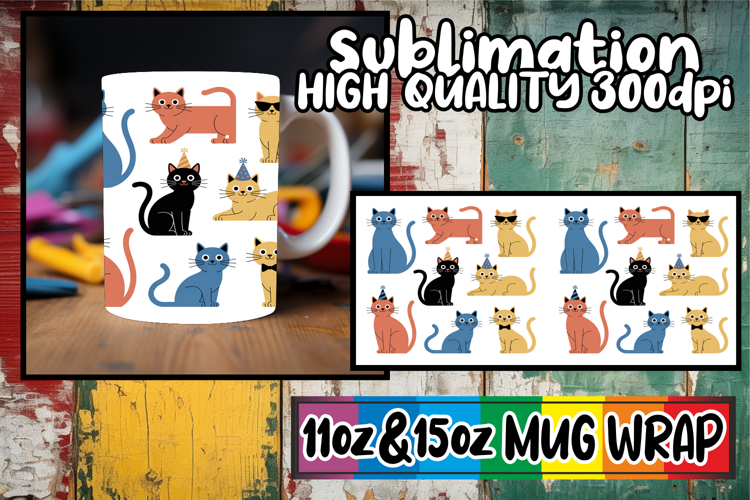 Sweet memories 11oz 15oz sublimation wrap, Funny Cat