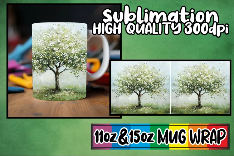 Whimsical Tree Mug Wrap - Sublimation 11oz 15oz