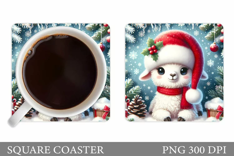 Christmas Lama Coaster Design. Christmas Coaster Sublimation