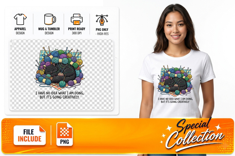Creative Creative Black Cat Sublimation PNG