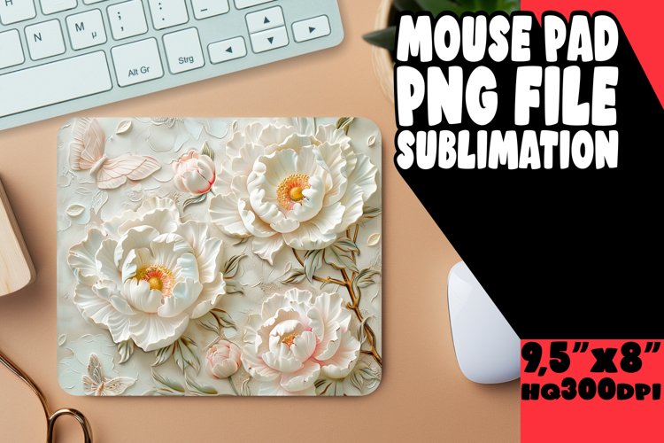 Bold 3D Floral Mouse Pad example image 1