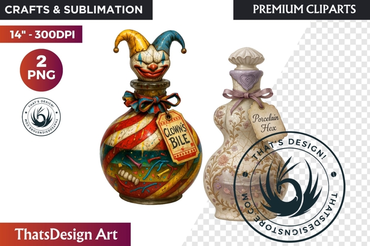 Halloween Hags Potions PNG Clipart spooky gothic bottle