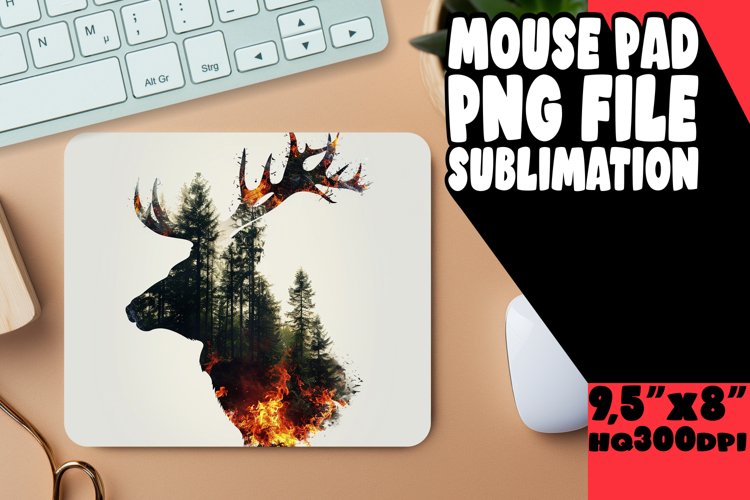 Inferno Wildlife Shape Mouse Pad - Sublimation, Abstract example image 1
