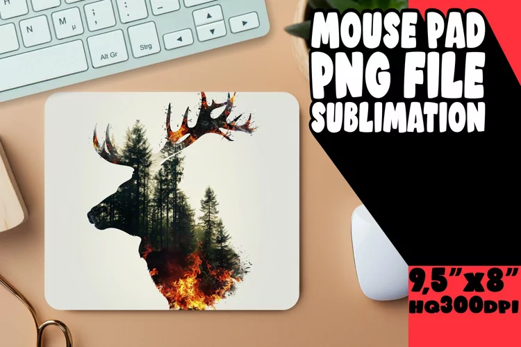 Inferno Wildlife Shape Mouse Pad - Sublimation, Abstract