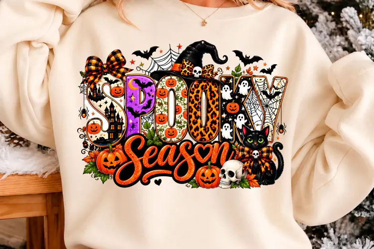 Spooky Season Leopard Cat Halloween Sublimation Png