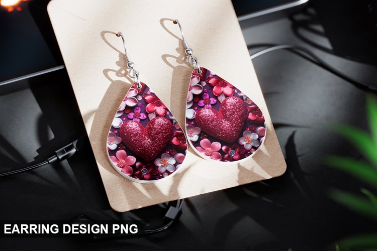 Valentines Day Teardrop Sublimation- Valentines Day Earring