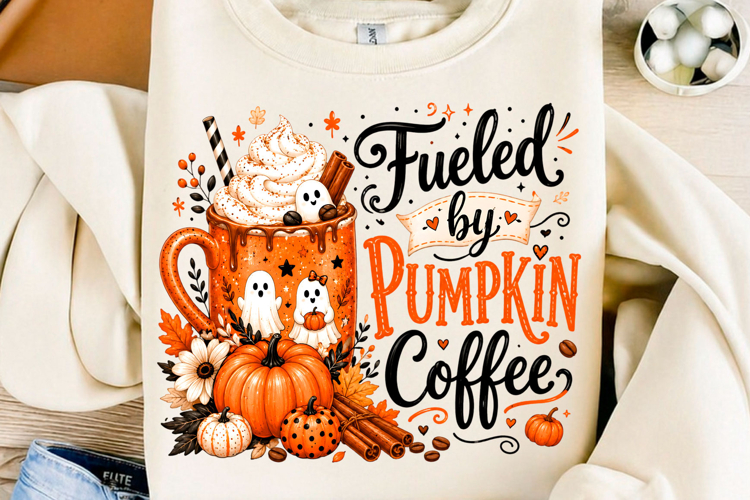 Fueled by Pumpkin Coffee Ghost PNG